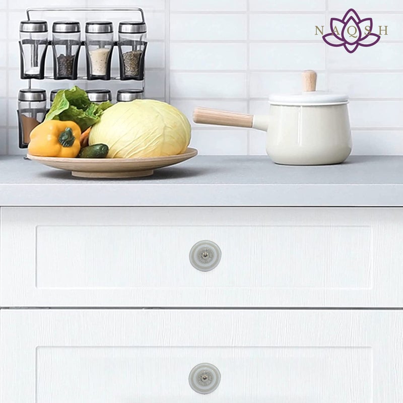 NAQSH Ceramic Cabinet Knobs Kitchen Drawer Knob Handpainted Cupboard Door & Drawers Pulls (White & Beige, 12) - Image 2